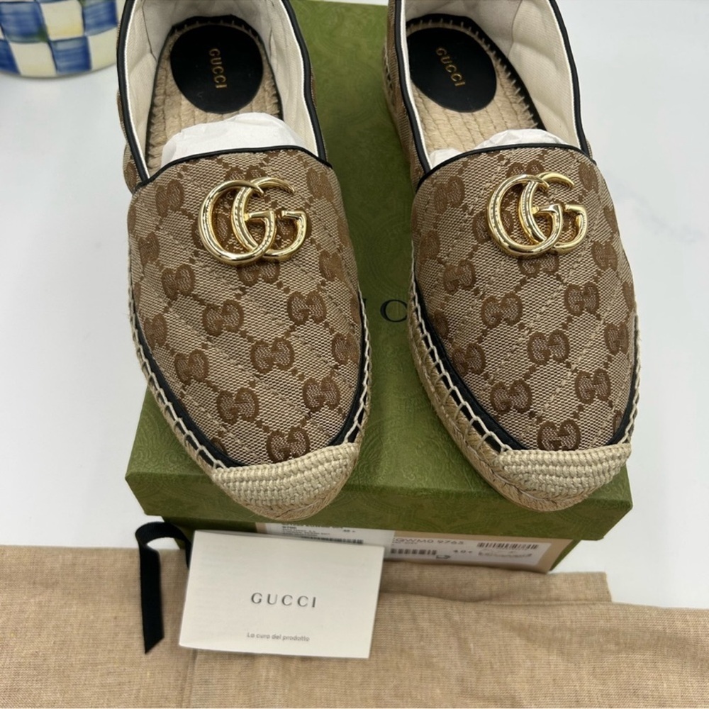 Women’s Gucci, GG supreme canvas espadrilles size 40.5 made in Spain - Picture 2 of 10